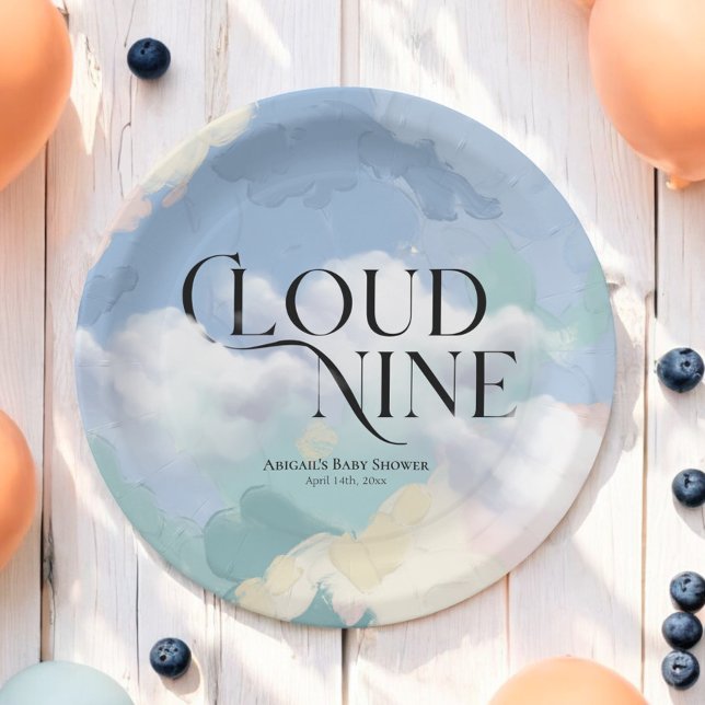 Cloud Nine Elegant Pastel Baby Shower Paper Plates (Creator Uploaded)