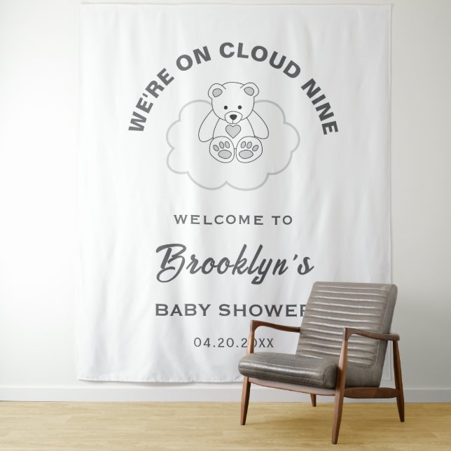 Cloud Nine Gender Neutral Baby Shower Backdrop (In Situ)