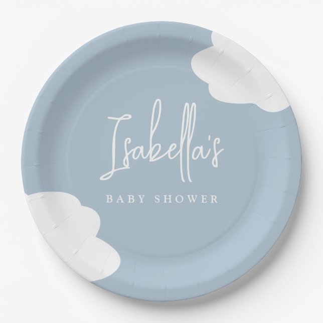 Cloud Nine Gender Neutral Baby Shower Paper Plates (Front)