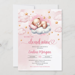 Cloud nine girl baby shower invitation