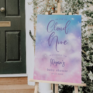 Cloud Nine Girl Baby Shower Welcome Sign