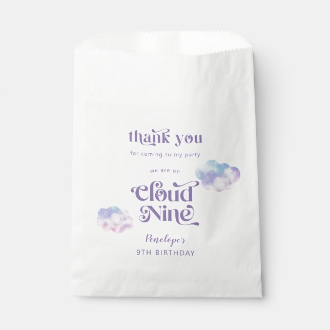 Cloud Nine Girl's 9th Birthday Party Favor Bag (Front)
