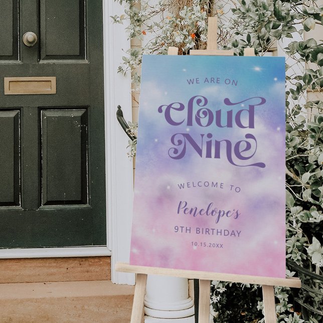 Cloud Nine Girls 9th Birthday Party Welcome Sign (Creator Uploaded)