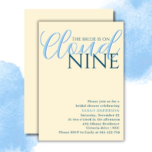 Cloud nine minimalist script bridal shower invitation