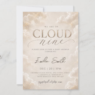 Cloud Nine Neutral Beige Baby Shower Invitation