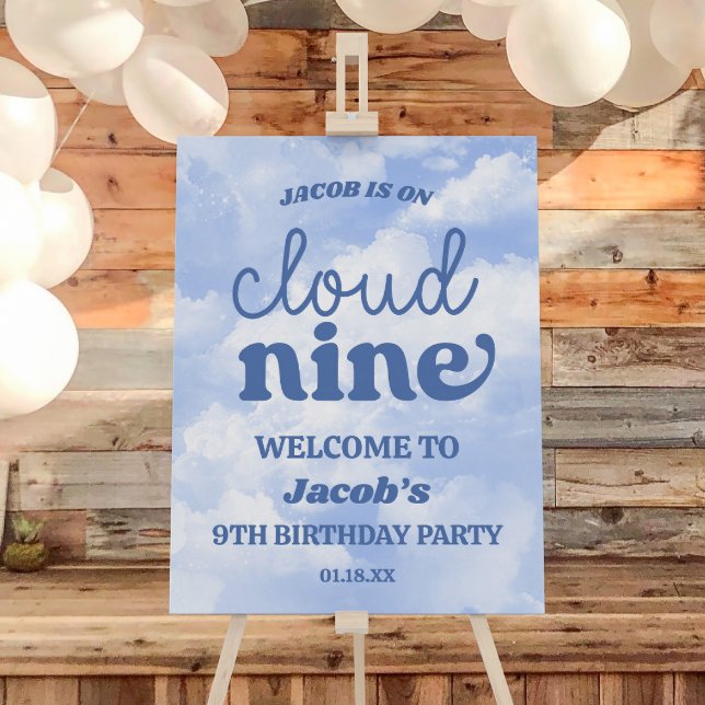 Cloud Nine Ninth 9th Birthday Party Welcome Sign (Creator Uploaded)