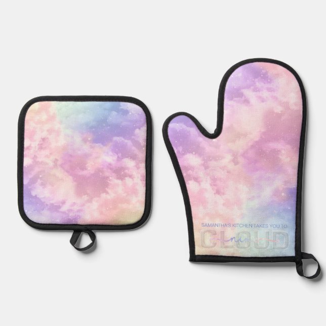 Cloud Nine Oven Mitt & Pot Holder Set – Rainbow Pa (Front)