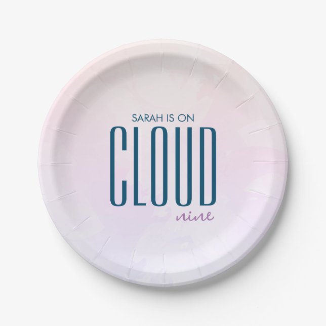Cloud Nine Pastel Minimalist Modern Bridal Shower Paper Plates (Front)