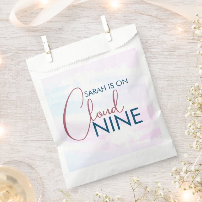 Cloud Nine Pastel Pink Bridal Shower Favor Bag (Clipped)