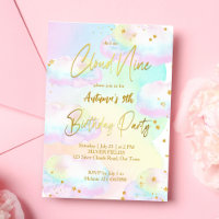 Cloud nine pastel rainbow clouds birthday