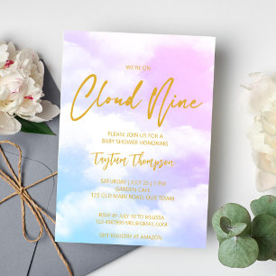 Cloud nine pink and blue baby shower invitation