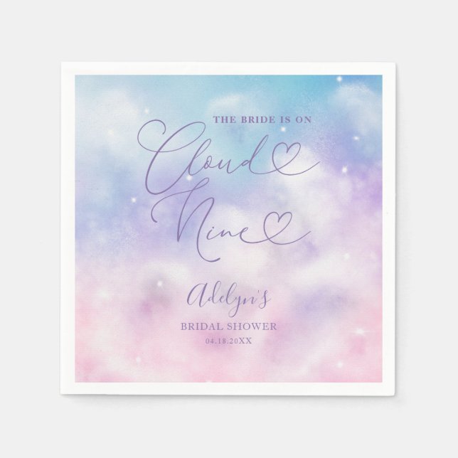 Cloud Nine Pink and Purple Sky Bridal Shower  Napkins (Front)