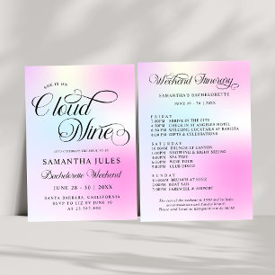  Cloud Nine Pink Gradient Bachelorette Weekend Invitation
