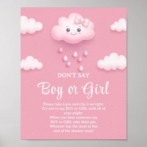 Cloud nine pink sky Dont Say BOY or GIRL game Poster