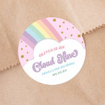 Cloud Nine Rainbow and Stars 9th Birthday Party Classic Round Sticker<br><div class="desc">These are Cloud Nine Rainbow and Stars 9th Birthday Party Favor Stickers!</div>