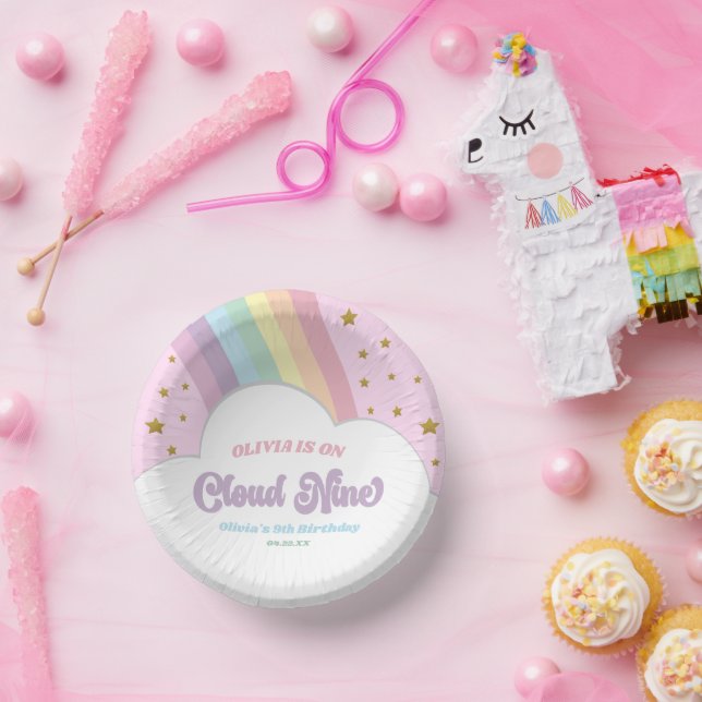 Cloud Nine Rainbow and Stars 9th Birthday Party Paper Bowls (Party)