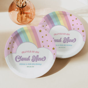 Cloud Nine Rainbow and Stars 9th Birthday Party Paper Plates