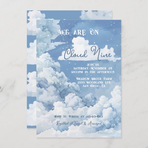 Cloud Nine Sky baby shower Invitation