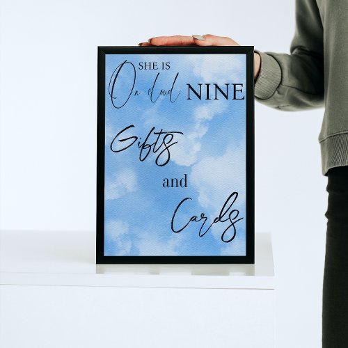 Cloud Nine Sky Blue Watercolor Bridal Shower Gifts Poster