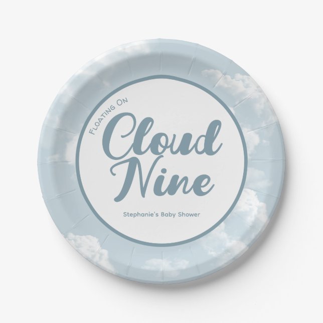 Cloud Nine Sky - Custom Baby Shower Disposable Paper Plates (Front)