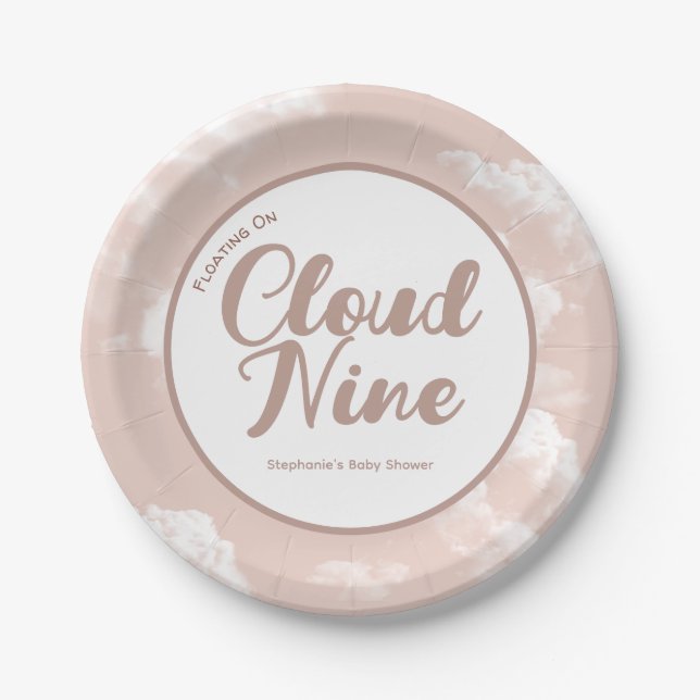 Cloud Nine Sky - Custom Baby Shower Disposable Paper Plates (Front)