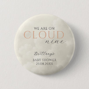 Cloud Nine White Clouds Baby Shower Button