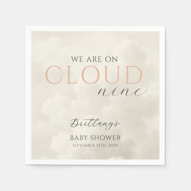 Cloud Nine White Clouds Baby Shower Napkins (Front)