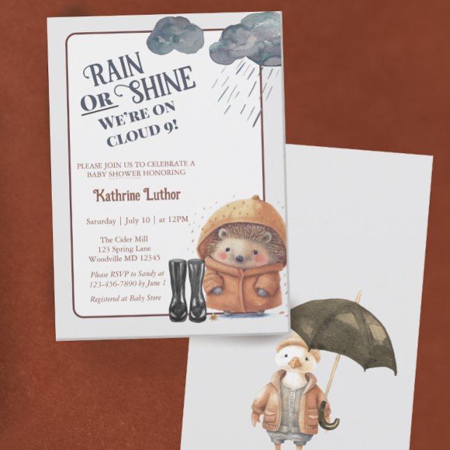 Cloud Nine Woodland Hedgehog Baby Shower Invitation (Creator Uploaded)