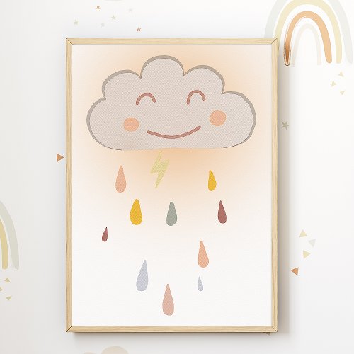Cloud Nursery Print Boho Kids Room Poster