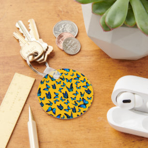 cloud of blue butterflies keychain