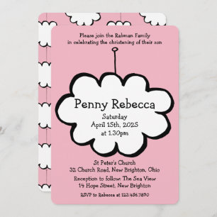 Cloud on a String Christening Invitation