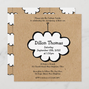 Cloud on a String Christening Invitation