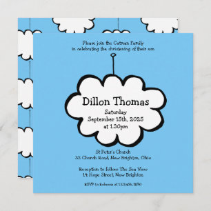 Cloud on a String Christening Invitation
