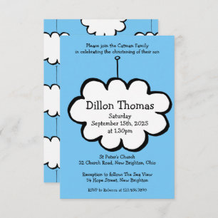 Cloud on a String Christening Invitation