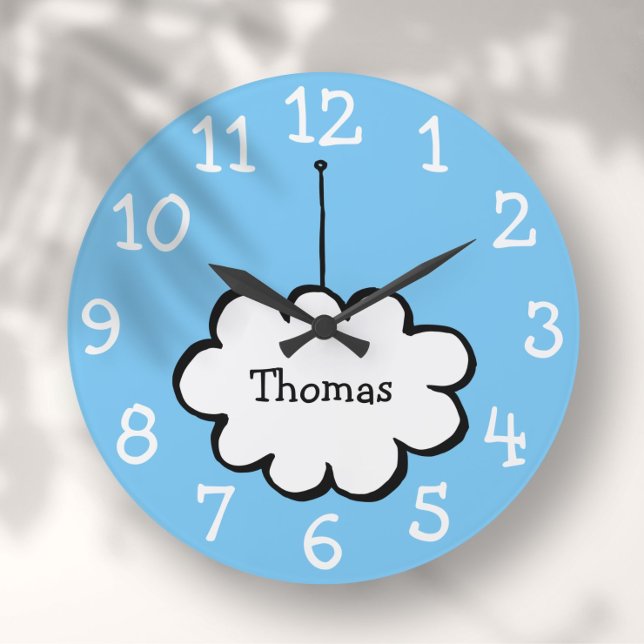 Cloud on a String Personalized Name  Large Clock (Cloud on a String Personalized Name Large Clock)