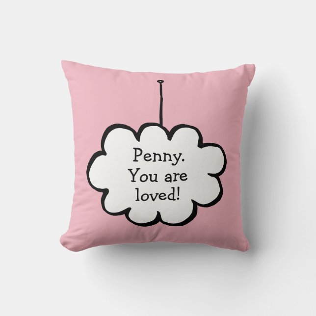 Cloud on a String Your Message Throw Pillow (Front)