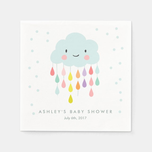 Cloud Paper Napkin Baby sprinkle Raindrops Shower (Front)