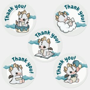 Cloud Pastel Gray Blue Baby Dragon Thank you Labels
