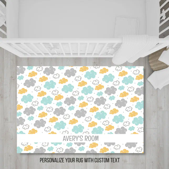 Custom Rugs For Baby Cloud Pattern Personalized Baby's Kid's Name Rug | Zazzle