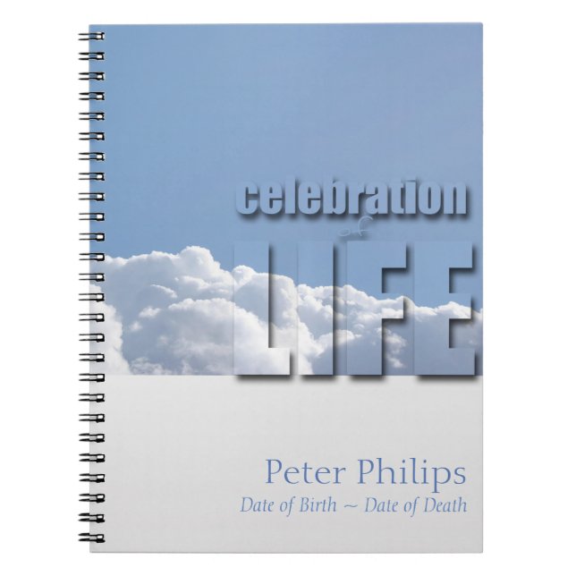 Cloud Peaceful Sky  Celebration of Life Guestbook Notebook (Front)