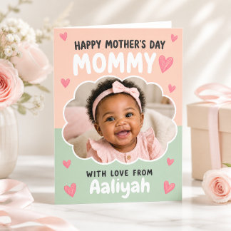 Cloud Photo Pink Green Happy Mother's Day Mommy Card