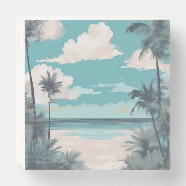 Cloud Print, Pastel Print, Blue Wall Art, Digital  Wooden Box Sign (Front Horizontal)