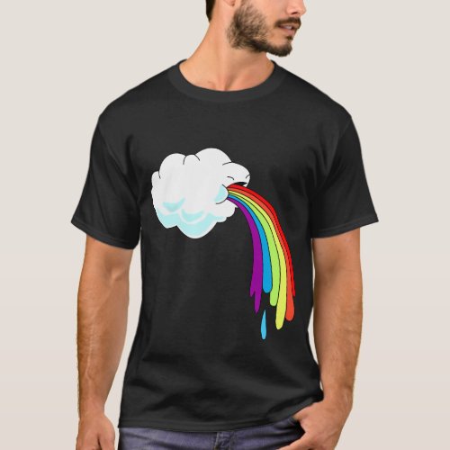 Cloud Puking Rainbow Black T_shirt