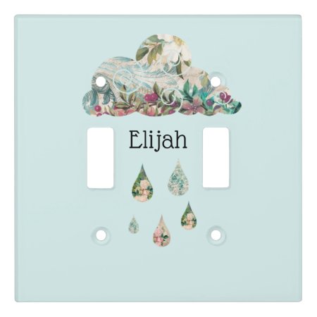Cloud Rain Drops Baby Boy Collage  Light Switch Cover