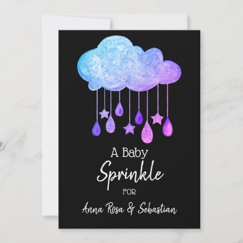 *~*  Cloud Rain Drops Stars Sprinkle Shower Invitation