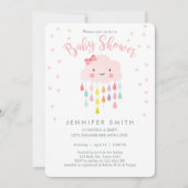 Cloud Raindrops Pink Girl Baby Shower Invitation (Front)