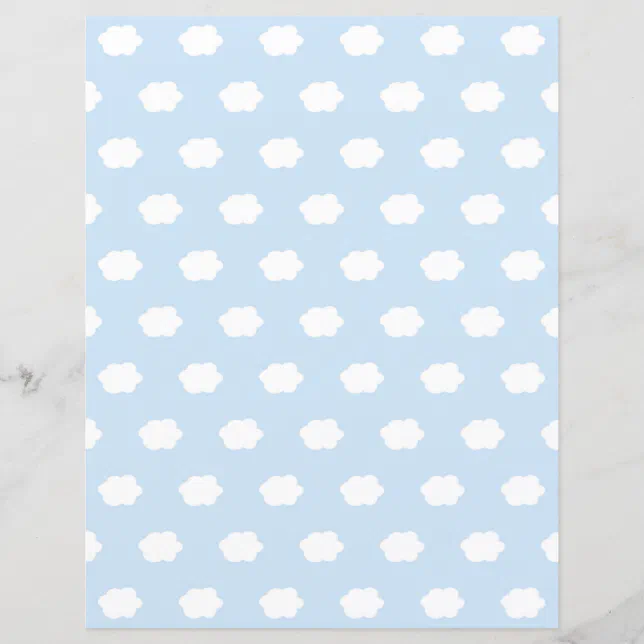 Cloud Scrapbook Paper White on Blue Sky Zazzle