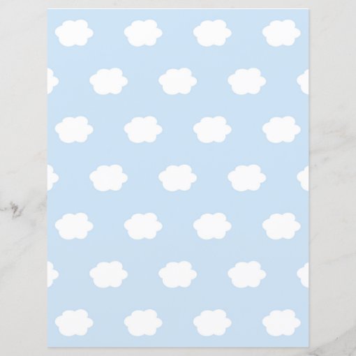 Cloud Scrapbook Paper White on Blue Sky Zazzle