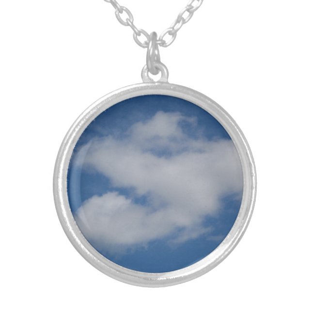 Cloud Shapes Photo  Silver Plated Necklace (Front)