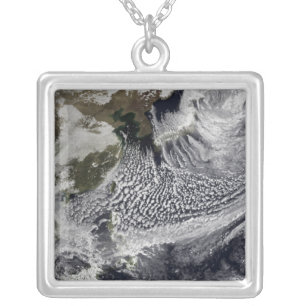 Cloud simulation of a single day 4 silver plated necklace